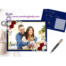 Navy Burgndy Save the Date,Navy Burgundy Save Our Date,(125w)